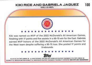2022 Topps Chrome McDonald's All American #100 Kiki Rice / Gabriela Jaquez Back