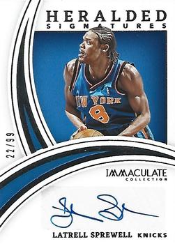 2021-22 Panini Immaculate Collection - Heralded Signatures #HS-LPW Latrell Sprewell Front