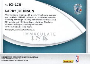 2021-22 Panini Immaculate Collection - Immaculate Ink #ICI-LCH Larry Johnson Back