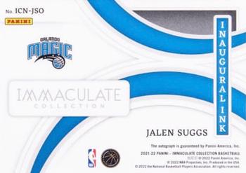 2021-22 Panini Immaculate Collection - Inaugural Ink Platinum #ICN-JSO Jalen Suggs Back