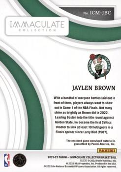 2021-22 Panini Immaculate Collection - Materials #ICM-JBC Jaylen Brown Back