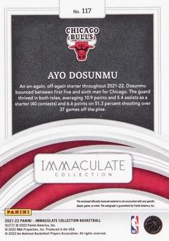 2021-22 Panini Immaculate Collection - Rookie Patch Autographs Jersey Number #117 Ayo Dosunmu Back