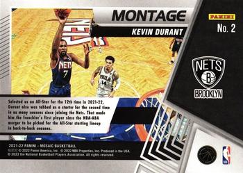 2021-22 Panini Mosaic - Montage #2 Kevin Durant Back