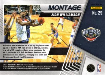 2021-22 Panini Mosaic - Montage Mosaic #29 Zion Williamson Back