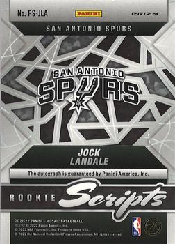 2021-22 Panini Mosaic - Rookie Scripts #RS-JLA Jock Landale Back