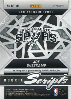 2021-22 Panini Mosaic - Rookie Scripts #RS-JOE Joe Wieskamp Back