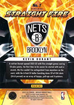 2021-22 Panini Mosaic - Straight Fire #7 Kevin Durant Back
