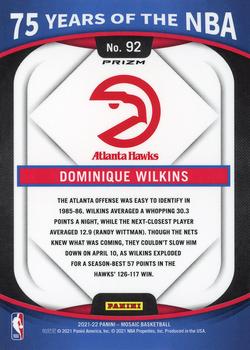2021-22 Panini Mosaic - 75 Years of the NBA #92 Dominique Wilkins Back