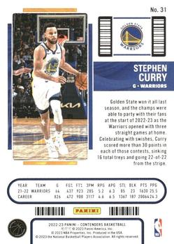 2022-23 Panini Contenders #31 Stephen Curry Back