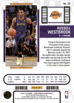 2022-23 Panini Contenders #50 Russell Westbrook Back