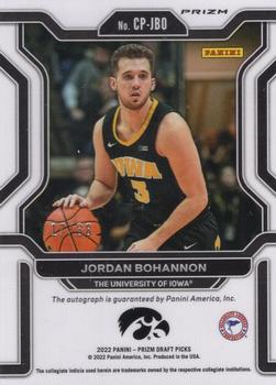 2022 Panini Prizm Draft Picks - College Penmanship Prizms Choice Red #CP-JBO Jordan Bohannon Back