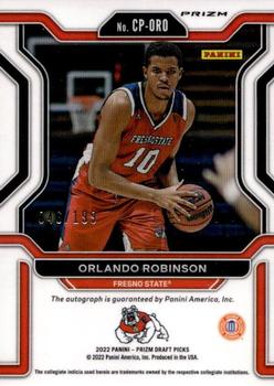 2022 Panini Prizm Draft Picks - College Penmanship Prizms Red #CP-ORO Orlando Robinson Back