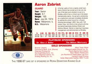1996-97 Bradley Braves #7 Aaron Zobrist Back