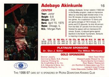 1996-97 Bradley Braves #16 Adebayo Akinkunle Back