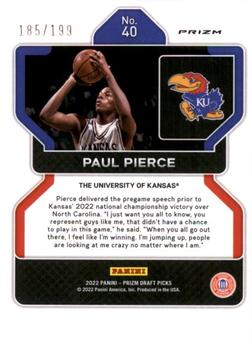 2022 Panini Prizm Draft Picks - Blue #40 Paul Pierce Back