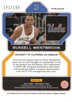 2022 Panini Prizm Draft Picks - Blue #41 Russell Westbrook Back