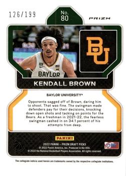 2022 Panini Prizm Draft Picks - Blue #80 Kendall Brown Back