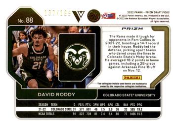 2022 Panini Prizm Draft Picks - Blue #88 David Roddy Back