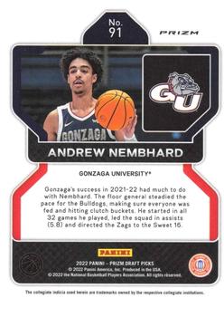 2022 Panini Prizm Draft Picks - Blue Circles #91 Andrew Nembhard Back