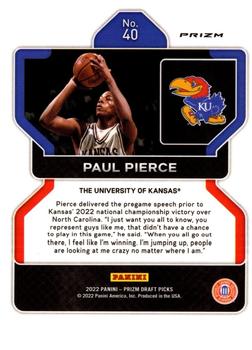 2022 Panini Prizm Draft Picks - Green #40 Paul Pierce Back