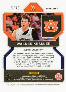 2022 Panini Prizm Draft Picks - Orange Pulsar #83 Walker Kessler Back