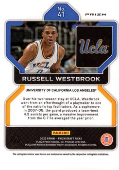 2022 Panini Prizm Draft Picks - Silver #41 Russell Westbrook Back