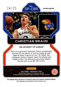 2022 Panini Prizm Draft Picks - Draft Picks Autographs Prizms Mojo #DP-CBR Christian Braun Back