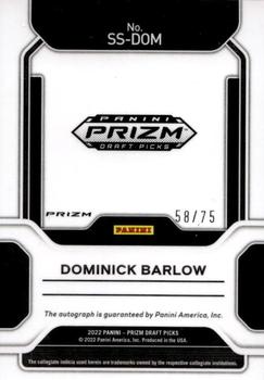 2022 Panini Prizm Draft Picks - Sensational Signatures Prizms Blue Ice #SS-DOM Dominick Barlow Back