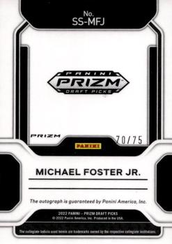 2022 Panini Prizm Draft Picks - Sensational Signatures Prizms Blue Ice #SS-MFJ Michael Foster Jr. Back