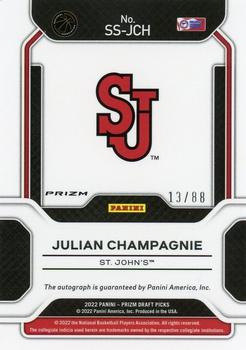 2022 Panini Prizm Draft Picks - Sensational Signatures Prizms Choice Red #SS-JCH Julian Champagnie Back