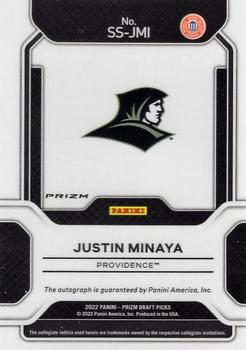 2022 Panini Prizm Draft Picks - Sensational Signatures Prizms Green #SS-JMI Justin Minaya Back