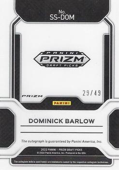 2022 Panini Prizm Draft Picks - Sensational Signatures Prizms Orange Pulsar #SS-DOM Dominick Barlow Back