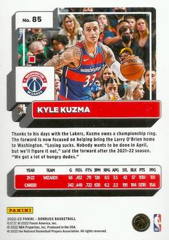 2022-23 Donruss - Holo Laser Green #85 Kyle Kuzma Back