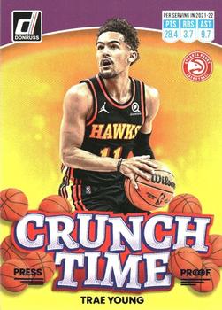 2022-23 Donruss - Crunch Time Purple Press Proof #2 Trae Young Front