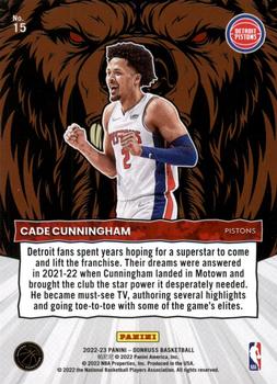 2022-23 Donruss - Unleashed #15 Cade Cunningham Back