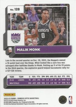 2022-23 Donruss Optic #128 Malik Monk Back