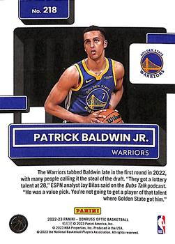 2022-23 Donruss Optic #218 Patrick Baldwin Jr. Back