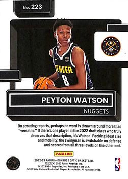 2022-23 Donruss Optic #223 Peyton Watson Back