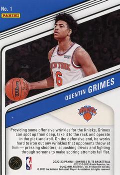 2022-23 Donruss Elite - Orange #1 Quentin Grimes Back