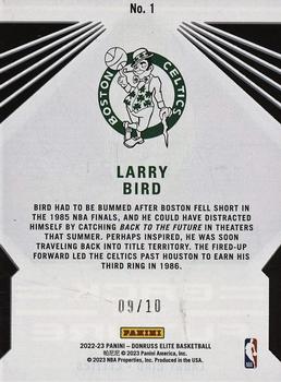2022-23 Donruss Elite - Back to the Future Gold #1 Larry Bird Back