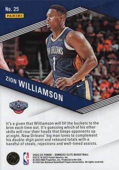 2022-23 Donruss Elite - Spellbound #25 Zion Williamson Back