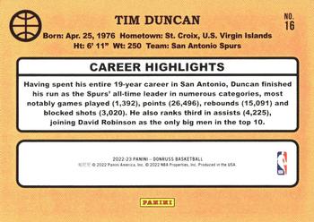 2022-23 Donruss - Retro Series Diamond #16 Tim Duncan Back