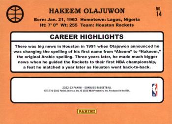 2022-23 Donruss - Retro Series Press Proof #14 Hakeem Olajuwon Back