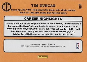 2022-23 Donruss - Retro Series Press Proof #16 Tim Duncan Back