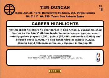 2022-23 Donruss - Retro Series Purple Press Proof #16 Tim Duncan Back