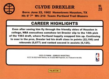 2022-23 Donruss - Retro Series Purple Press Proof #20 Clyde Drexler Back