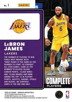 2022-23 Donruss - Complete Players Yellow #1 LeBron James Back