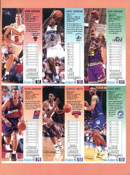 1993-94 Jam Session NBA Inside Stuff Magazine Promos - 6-Card Full Page #23-227 Karl Malone / Larry Johnson / John Paxson / Doug West / Charles Smith / Kevin Johnson Back
