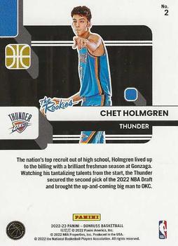 2022-23 Donruss - The Rookies #2 Chet Holmgren Back