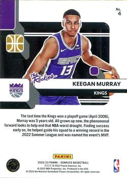 2022-23 Donruss - The Rookies #4 Keegan Murray Back